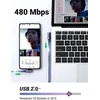 USB-C į USB-A 2.0 kampinis laidas UGREEN US176, 3A, 3m - Juodas