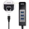 Unitek Deltaco Tinklo adapteris , 10/100 / 1000Mbps , 1xRJ45, 1xUSB3.0, 3x USB3.0, juodas USB3-GIGA3