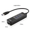 Unitek Deltaco Tinklo adapteris , 10/100 / 1000Mbps , 1xRJ45, 1xUSB3.0, 3x USB3.0, juodas USB3-GIGA3