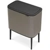 Šiukšlių dėžė Brabantia Bo Touch, 11+23 l, Platinos spalvos