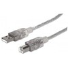 StarTech Manhattan 333405 USB kabelis 1,8 m 2.0 USB A USB B Sidabras