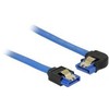 DELOCK Cable SATA 6 Gb/s lizdas tiesus > SATA lizdas kairysis kampinis 30cm mėlynas su auksiniais spaustukais