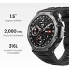 Išmanusis laikrodis Amazfit T-Rex 3, Nerudijančio plieno korpusas su onikso spalvos silikoniniu dirželiu