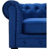 Beliani 3 vietų sofa CHESTERFIELD veliūrinė tamsiai mėlyna