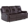 Beliani Trivietė sofa su rankiniu poilsio mechanizmu BERGEN, ekologiška oda, ruda