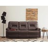 Beliani Trivietė sofa su rankiniu poilsio mechanizmu BERGEN, ekologiška oda, ruda