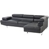 Beliani 5 vietų kampinė sofa NORREA, dirbtinė oda, juoda, kairinė