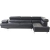 Beliani 5 vietų kampinė sofa NORREA, dirbtinė oda, juoda, kairinė