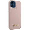 Apple iPhone 12 Mini Guess dėklas silikoninis Script Gold Logo (GUHCP12SLSLMGLP) light rožinės spalvos
