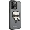 Apple iPhone 14 Pro Karl Lagerfeld dėklas Saffiano Karl`s Head Patch sidabrinės spalvos