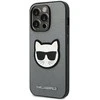Apple iPhone 14 Pro Max Karl Lagerfeld dėklas Saffiano Choupette Head Patch sidabrinės spalvos