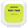 Orno Przedłużacz 4 krypčių prailgintuvas su 2 USB įkrovikliu, 1,4 m, žalias