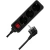REV Socket line 3 kartus 1,4 m juodas w. jungiklis