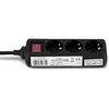 REV Socket line 3 kartus 1,4 m juodas w. jungiklis