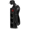 REV Socket line 3 kartus 1,4 m juodas w. jungiklis