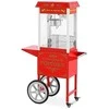 Royal Catering Profesionali kukurūzų spragėsių mašina ant vežimėlio su RETRO apšvietimu 88 l 1600 W raudona