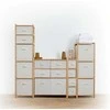 5five Simply Smart Bamboo Aukšta TIDY bambukinė lentyna su 3 medžiaginiais krepšeliais, aukštis 109,5 cm