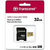 Atminties kortelė TRANSCEND 32GB UHS-I U1 Micro SD su adapteriu SD