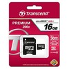Atminties kortelė TRANSCEND 16GB micro SDHC kortelė, 10 klasė, su SD adapteriu
