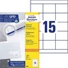 Lipnios etiketės Avery Zweckform, A4, 70x50,8mm, 15 etikečių lape, 100 lapų, baltos spalvos