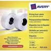 „Avery Price“ etiketės, susuktos dviejų eilučių etikečių klijavimui; nuimamas; 1200 etikečių / ritinys; 10 ritinių/pak.; 16 x 26 mm, balta