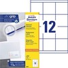 Lipnios etiketės Avery Zwerckform, A4, 70x67,7mm, 12 etikečių lape, 100 lapų, baltos spalvos