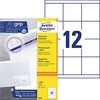 Lipnios etiketės Avery Zwerckform, A4, 70x67,7mm, 12 etikečių lape, 100 lapų, baltos spalvos