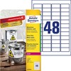 Avery Heavy Duty vandeniui atsparios etiketės, 45,7 x 21,2 mm, balta, spausdintuvui, 384 vnt.