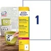 Lipnios etiketės Avery Zweckform, A4, atsparios drėgmei, 210x297mm, 1 etiketė lape, 20 lapų, nuklijuojamos, baltos spalvos