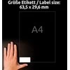 Etiketiniai vardų lipdukai Avery Zweckform, A4, 63,5x29,6mm, 27 etiketės lape, 20 lapų, baltos spalvos