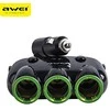AWEI įkrovimo šakotuvas C-353 12V + 2 USB, juodos spalvos