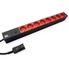 Bachmann 19” 2m 8x Schuko H05VV-F 3G 1.00mm² elektros tinklo ilgintuvas 8 AC išvestis(ys / čių) Juoda, Raudona