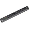 Bachmann 19" lizdo juosta ALU 1U ÜSS, 8 krypčių, juoda 2,0 m, be jungiklio