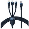 Baseus Flash Series 3in1 kabelis USB-C + micro USB + Lightning 100W 1.5m – Mėlynas