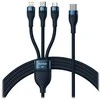 Baseus Flash Series 3in1 kabelis USB-C + micro USB + Lightning 100W 1.5m – Mėlynas