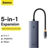 Baseus Hub 5in1 UltraJoy 5-Port 1xHDMI4K@30Hz + 4xUSB 3.0 - pilkas