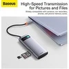 Adapteris 6in1 Baseus Metal Gleam Series USB-C į 3x USB 3.0 + USB-C PD + Micro SD/SD