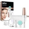 SE851v Braun FaceSpa veido epiliatorius ir šepetėlis + veidrodėlis su šviesa + kosmetinė
