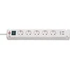 Ilgiklis BRENNENSTUHL Bremounta, 5 lizdų, 2 USB, 3m, baltos sp.