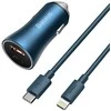Baseus Automobilinis įkroviklis 40W 12-24V USB + USB-C QC4+ PD3.0 SCP FCP AFC, pilkas