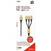 2GO USB kabelis USB-A – USB-C + microUSB + Lightning 1,5 m juodos ir auksinės spalvos (797152)