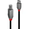 USB Kabelis - LINDY Anthra Line USB 2.0 Type C į B Laidas, M/M, 1 m, Juodas