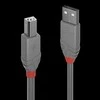 USB Kabelis - LINDY Anthra Line USB 2.0 Type A į B Laidas, M/M, 480Mbps, 0.5 m, Pilkas