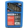 Grąžtas Tivoly Metalo grąžtų rinkinys 19vnt./kpl. E HSS Ø1-10 mm, 118° "Skilimo taškas", šlifuoti.