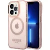 Apple iPhone 14 Pro Max Guess Dėklas Gold Outline Translucent MagSafe (GUHMP14XHTCMP) rožinės spalvos