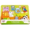 Tooky Toys Paimtas žaislinis medinis montessori dėlionės gyvūnų namas atitinka formas