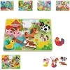 Tooky Toys TOOKY TOY medinis Montessori dėlionės gyvūnams fermai dera su formomis
