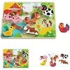 Tooky Toys TOOKY TOY medinis Montessori dėlionės gyvūnams fermai dera su formomis