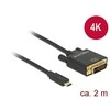 Delock Cable USB Type-C vyriškas daugiau DVI 24+1 male (DP Alt Mode) 4K 30 Hz 2m juodas