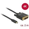 DLC Delock Cable USB Type-C vyriškas daugiau DVI 24+1 male (DP Alt Mode) 4K 30 Hz 2m juodas